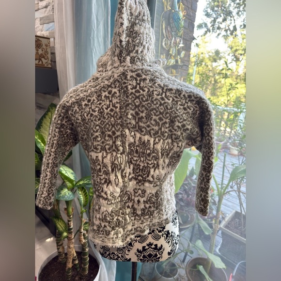 Free People Oversized Hooded Boho crop top Sweater Olive Green Soft Knit Sz XS - Picture 5 of 12